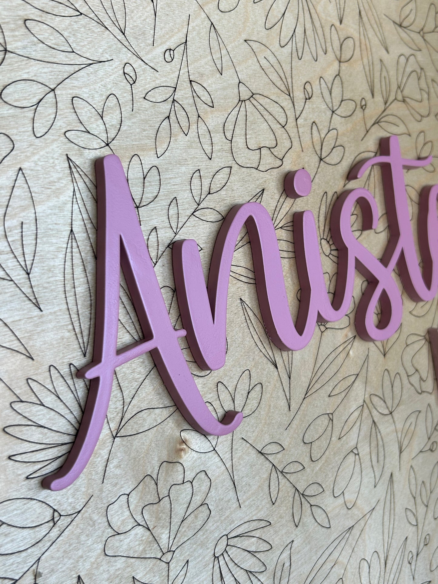 Nursery Name Sign with Wildflower Background